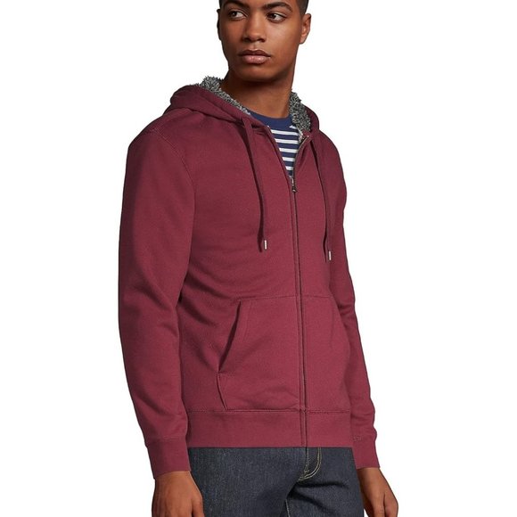 NWT Lands End Men's Serious Sweats Sherpa Lined Hoodie Size L $100 LE03 - Picture 3 of 5
